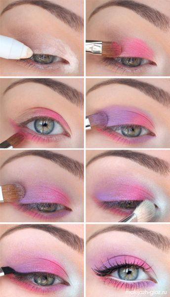 Розово-фиолетовый макияж глаз